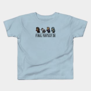 Clive, Torgal, Cid, and Jill Logo Design | FFXVI Pixel Party Members | Final Fantasy 16 | Light Colors Kids T-Shirt